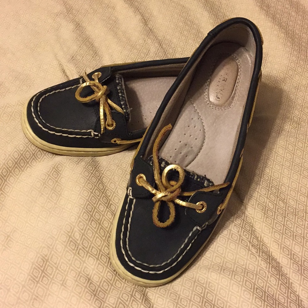 Sperry Top Sider Black, Gold and Tweed- Size 6M